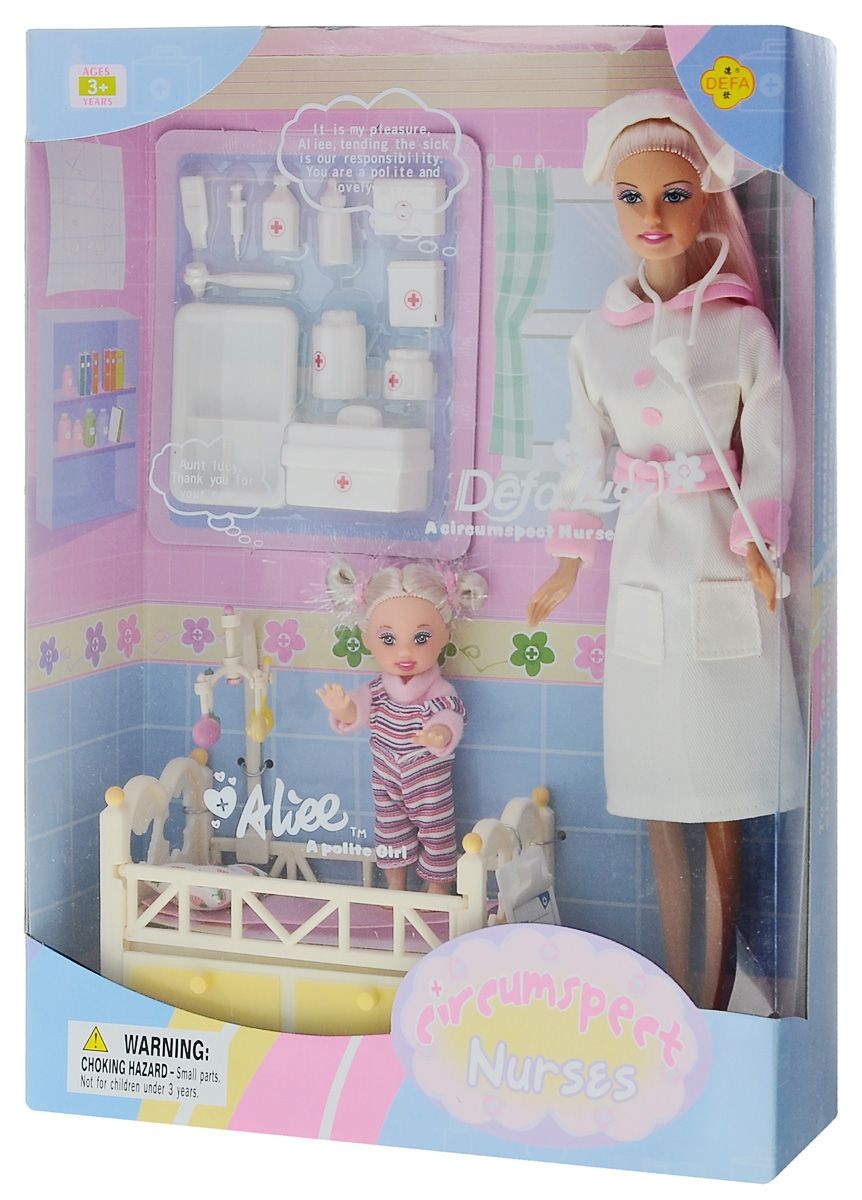 Кукла Defa – Медсестра с ребенком и аксессуарами, 29 см   